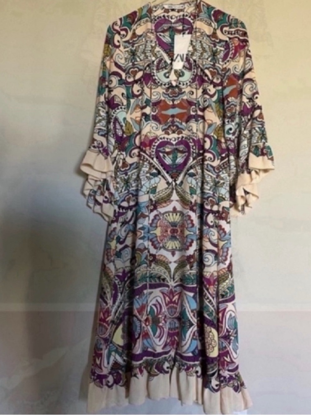 Zara Flowy multi color Midi with ruffles s M - Picture 7 of 9